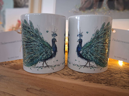 Watercolour Peacock Mug - Click to Enlarge
