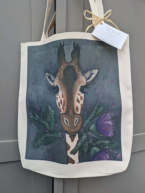 Giraffe Linen Tote bag, Effie Thistle. - Click to Enlarge