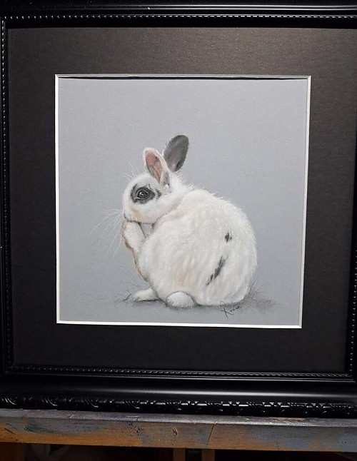 Pastel Rabbit. Original Framed Painting. - Click to Enlarge