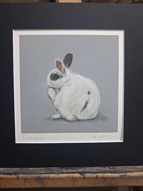 Pastel Rabbit Giclee Art Print. &nbsp;Mounted Rabbit Art. - Click to Enlarge