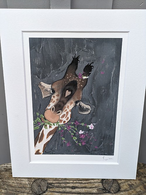 Giraffe giclee art print. 