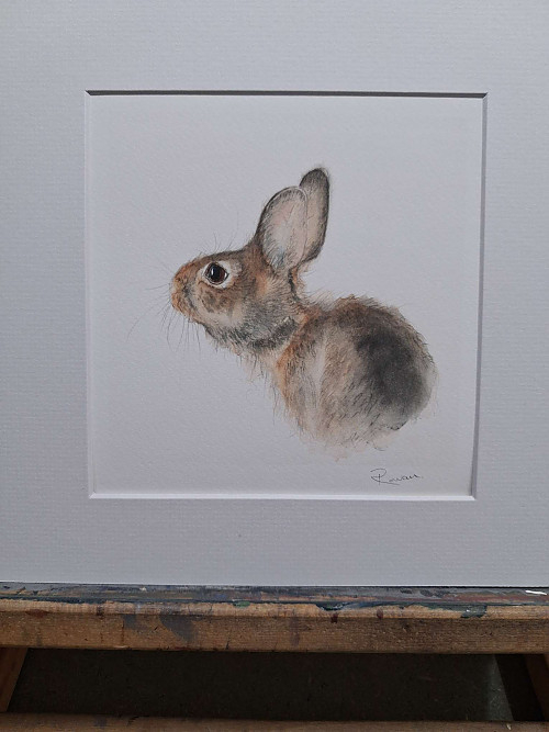 Hare Giclee Art Print. &nbsp;Watercolour Hare. Mounted Art. - Click to Enlarge