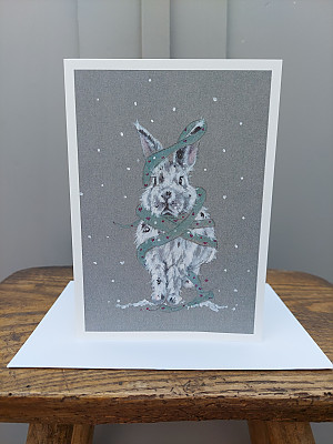 Rabbit Christmas Card "Bunny Wrappit..!"