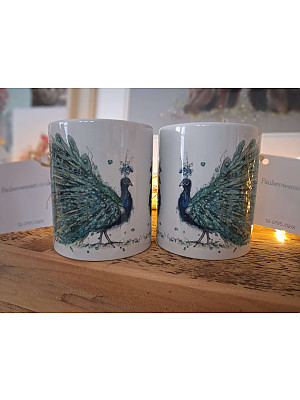 Watercolour Peacock Mug