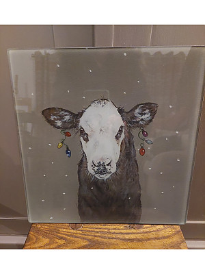 Merry Christmooooooo Glass Chopping Board.  Kitchen Art Print