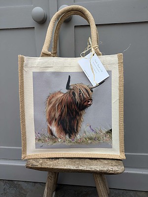 Highland Cow Jute Tote Bag - Meg