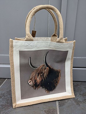 Highland Cow Jute Tote Bag - Bruce