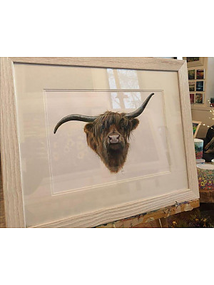 Highland Cow original painting, Hairy Yin.