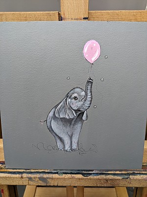Elephant art. 'Balloons and Bubbles'