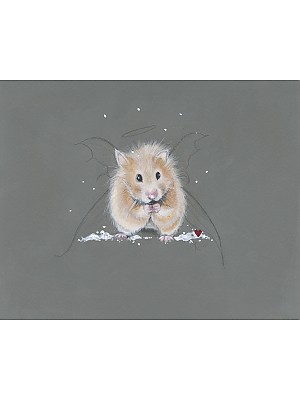 Hamster art. 'A Fluffy Angel'.