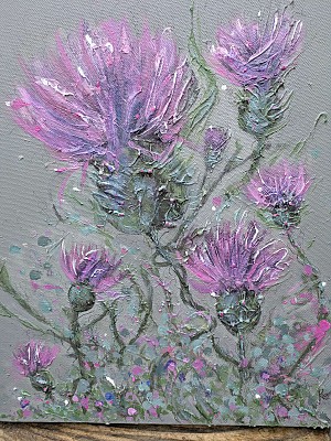 Original Thistle painting. Tapestry Entangled.