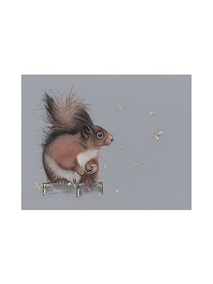 Original squirrel Art, "Buzz Off".