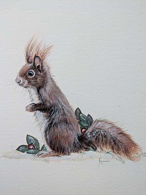 Original Squirrel Painting. Frosty.