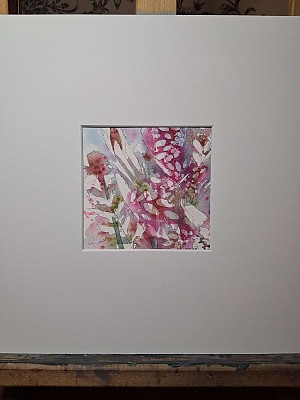 Watercolour with ink, floral painting. "Girl's Night".