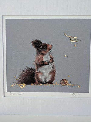 Squirrel art print "Autumn Gold"