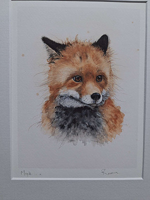 Fox Giclee Art Print. Watercolour Fox Art. Mounted Art.